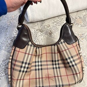 Burberry Plaid Shoulder Bag - Brown and Cream (serial number provided)